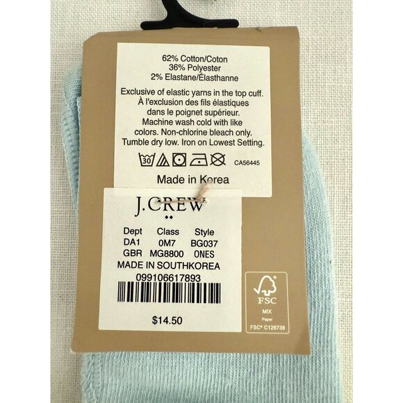 JCrew No Show Socks One Size Pastel Stripe Yellow Blue Cotton Blend Casual - Picture 5 of 7